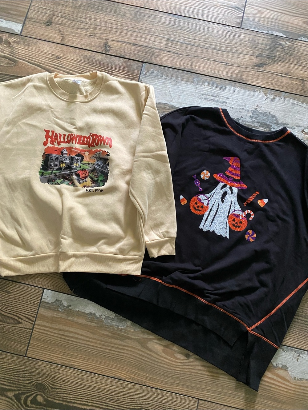 Halloween Graphic Sweatshirts - Cream & Black lot